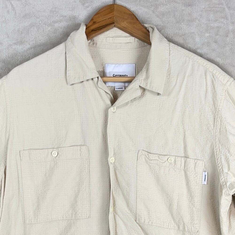 Covernat Seersucker Button Up Shirt Men's Large Minimalist Korean Streetwear